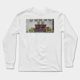 Watercolor Sketch - Antique Painted Bench at a Sicilian Farmhouse. 2018 Long Sleeve T-Shirt